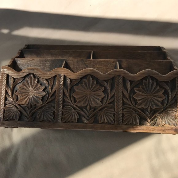Vintage Lerner Wood Look Letter Holder Mail Organizer Retro faux carved - Picture 2 of 5